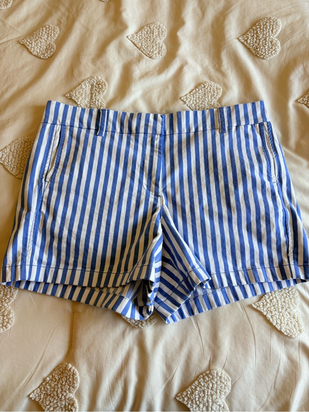 J. Crew Coastal Beach Preppy Blue and White Striped Shorts Sz 10